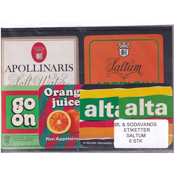 �l og Sodavands Etiketter - Saltum - 6 Stk.