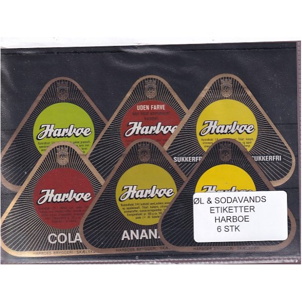 �l og Sodavands Etiketter - Harboe - 6 Stk.