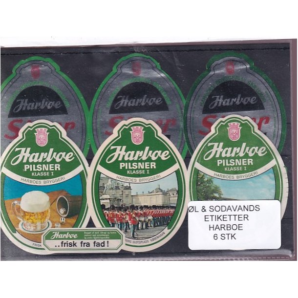 �l og Sodavands Etiketter - Harboe - 6 Stk.