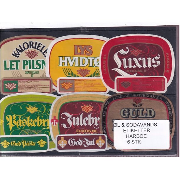 �l og Sodavands Etiketter - Harboe - 6 Stk.