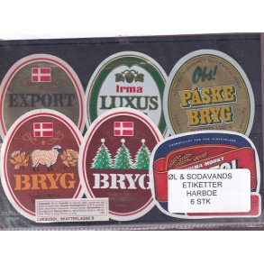 �l og Sodavands Etiketter - Harboe (Irma) - 6 Stk.