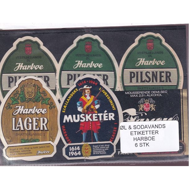 �l og Sodavands Etiketter - Harboe - 6 Stk.