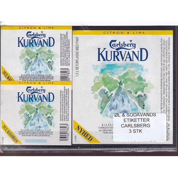�l og Sodavands Etiketter - Carlsberg - 3 Stk.