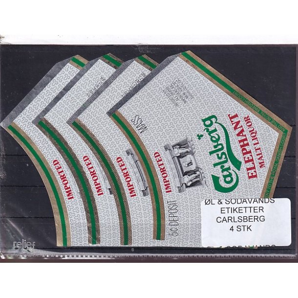 �l og Sodavands Etiketter - Carlsberg - 4 Stk.