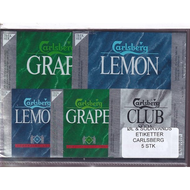 �l og Sodavands Etiketter - Carlsberg - 5 Stk.