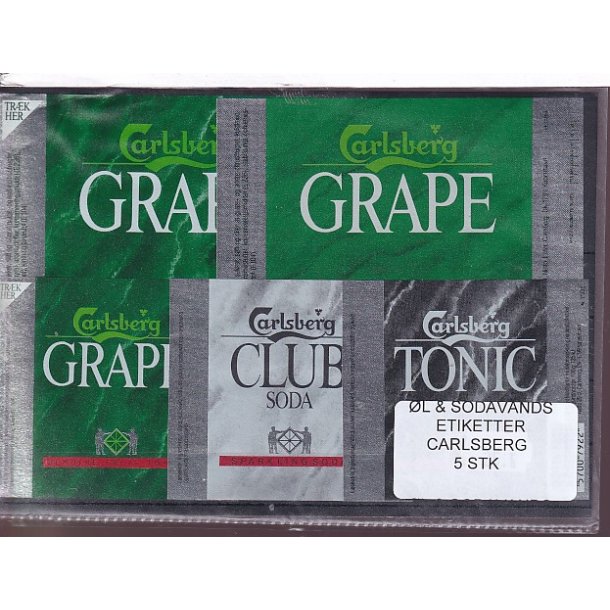 �l og Sodavands Etiketter - Carlsberg - 5 Stk.