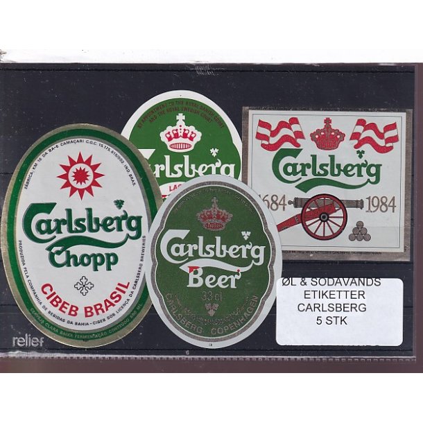 �l og Sodavands Etiketter - Carlsberg - 5 Stk.