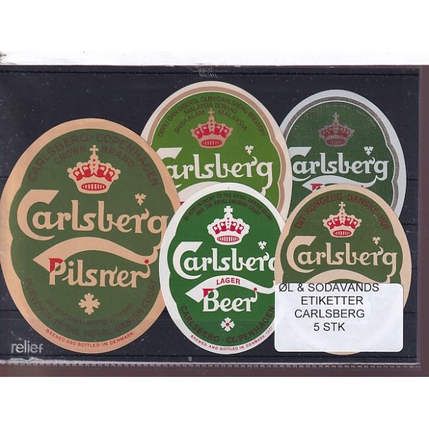 �l og Sodavands Etiketter - Carlsberg - 5 Stk.