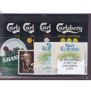�l og Sodavands Etiketter - Carlsberg - 8 Stk.