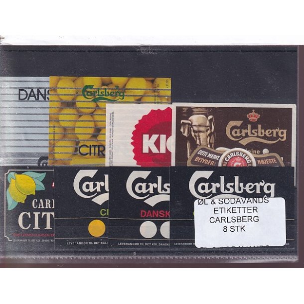 �l og Sodavands Etiketter - Carlsberg - 8 Stk.
