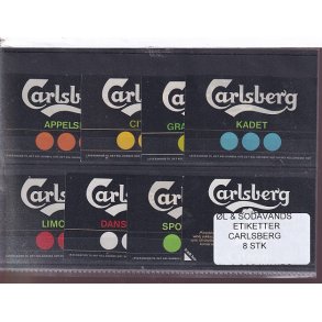 �l og Sodavands Etiketter - Carlsberg - 8 Stk.