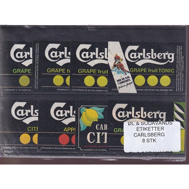 �l og Sodavands Etiketter - Carlsberg - 8 Stk.