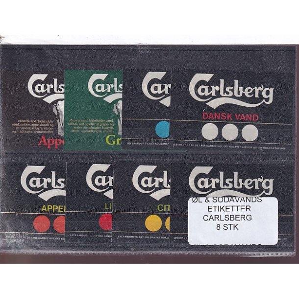 �l og Sodavands Etiketter - Carlsberg - 8 Stk.