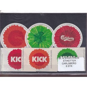 �l og Sodavands Etiketter - Carlsberg - 8 Stk.