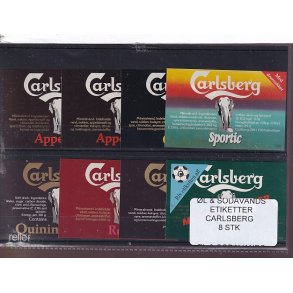 �l og Sodavands Etiketter - Carlsberg - 8 Stk.