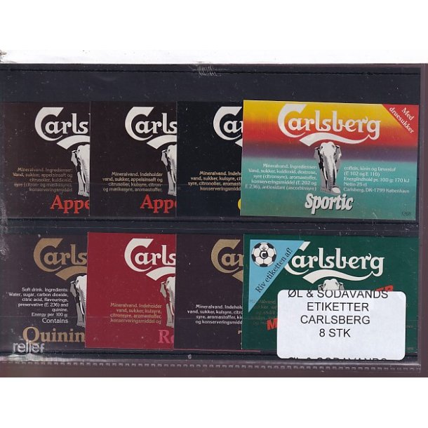 �l og Sodavands Etiketter - Carlsberg - 8 Stk.