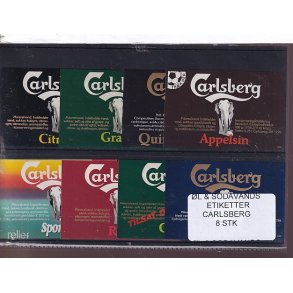 �l og Sodavands Etiketter - Carlsberg - 8 Stk.