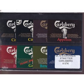 �l og Sodavands Etiketter - Carlsberg - 8 Stk.
