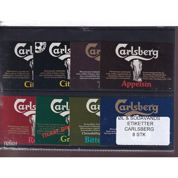 �l og Sodavands Etiketter - Carlsberg - 8 Stk.