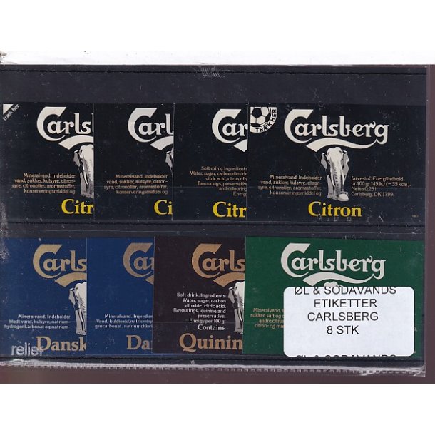 �l og Sodavands Etiketter - Carlsberg - 8 Stk.