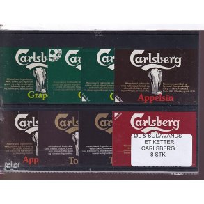 �l og Sodavands Etiketter - Carlsberg - 8 Stk.