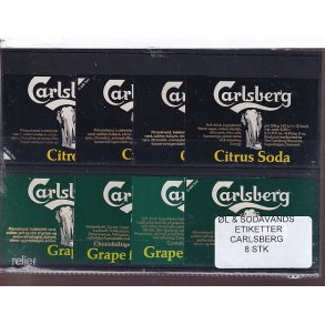 �l og Sodavands Etiketter - Carlsberg - 8 Stk.