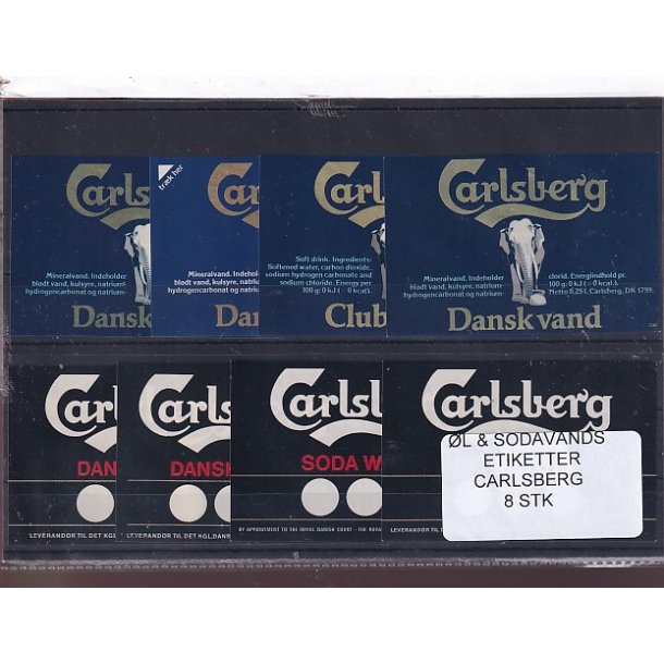 �l og Sodavands Etiketter - Carlsberg - 8 Stk.