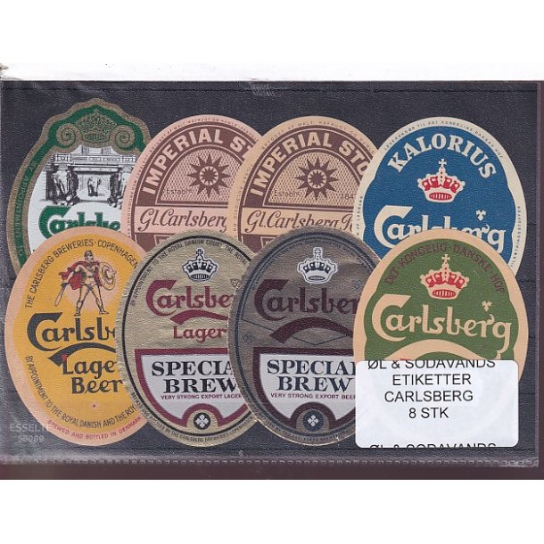 �l og Sodavands Etiketter - Carlsberg - 8 Stk.