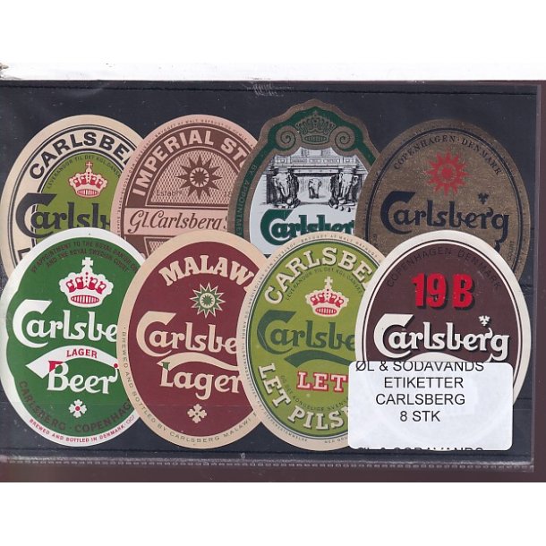 �l og Sodavands Etiketter - Carlsberg - 8 Stk.