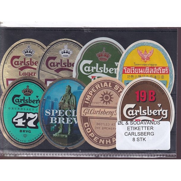 �l og Sodavands Etiketter - Carlsberg - 8 Stk.