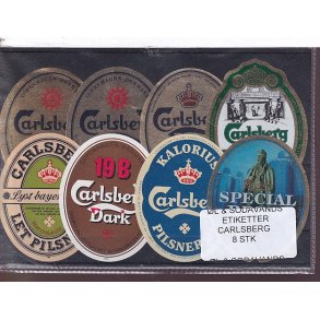 �l og Sodavands Etiketter - Carlsberg - 8 Stk.