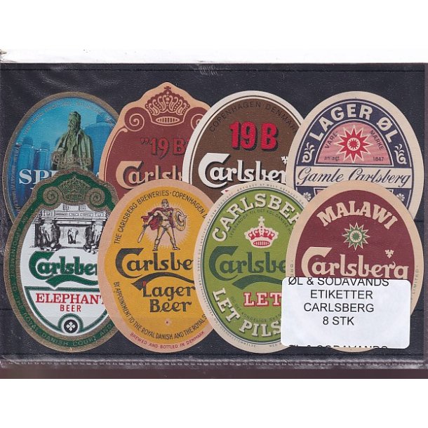 �l og Sodavands Etiketter - Carlsberg - 8 Stk.