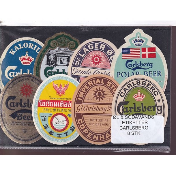 �l og Sodavands Etiketter - Carlsberg - 8 Stk.