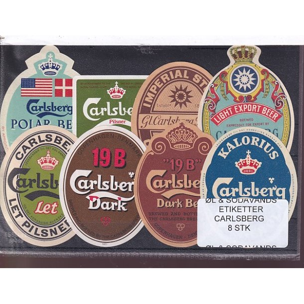 �l og Sodavands Etiketter - Carlsberg - 8 Stk.