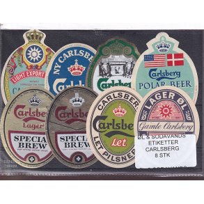 �l og Sodavands Etiketter - Carlsberg - 8 Stk.
