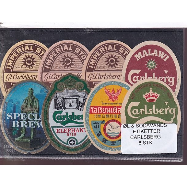 �l og Sodavands Etiketter - Carlsberg - 8 Stk.