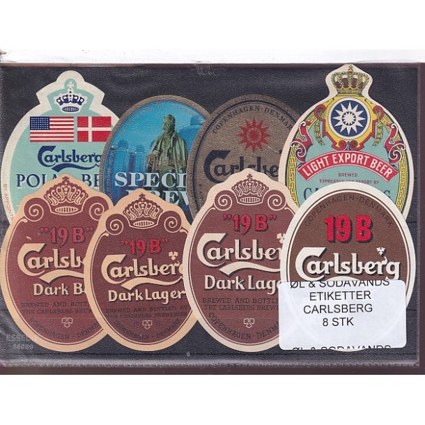 �l og Sodavands Etiketter - Carlsberg - 8 Stk.