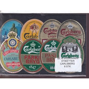 �l og Sodavands Etiketter - Carlsberg - 8 Stk.