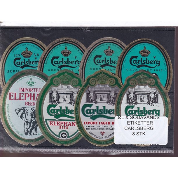 �l og Sodavands Etiketter - Carlsberg - 8 Stk.
