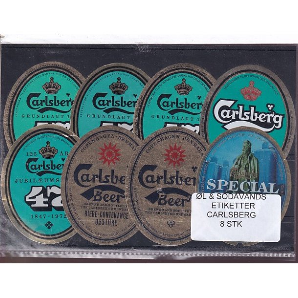 �l og Sodavands Etiketter - Carlsberg - 8 Stk.