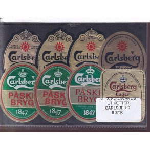 �l og Sodavands Etiketter - Carlsberg - 8 Stk.