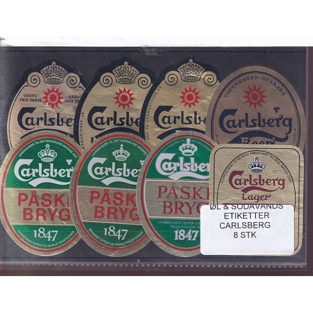 �l og Sodavands Etiketter - Carlsberg - 8 Stk.