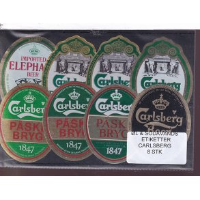 �l og Sodavands Etiketter - Carlsberg - 8 Stk.