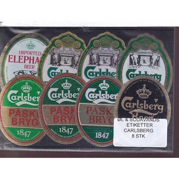 �l og Sodavands Etiketter - Carlsberg - 8 Stk.