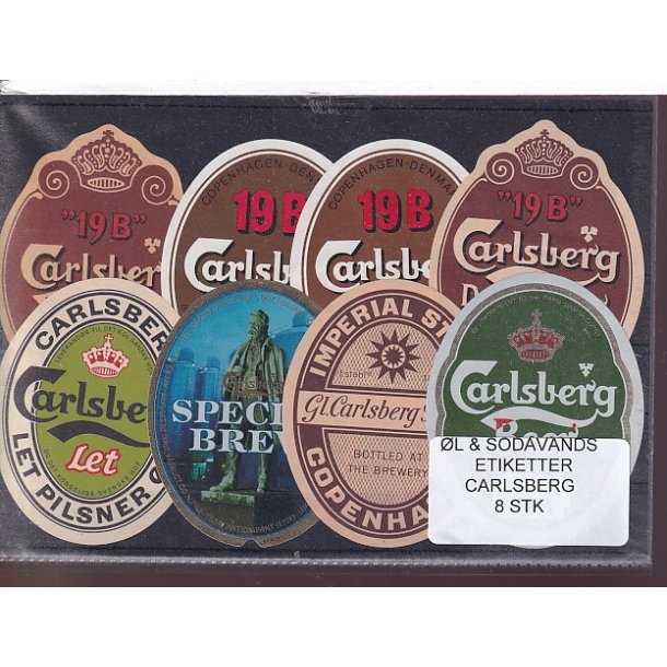�l og Sodavands Etiketter - Carlsberg - 8 Stk.