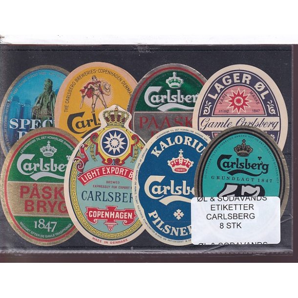 �l og Sodavands Etiketter - Carlsberg - 8 Stk.