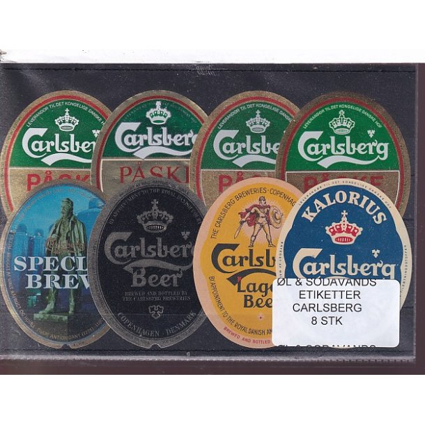 �l og Sodavands Etiketter - Carlsberg - 8 Stk.