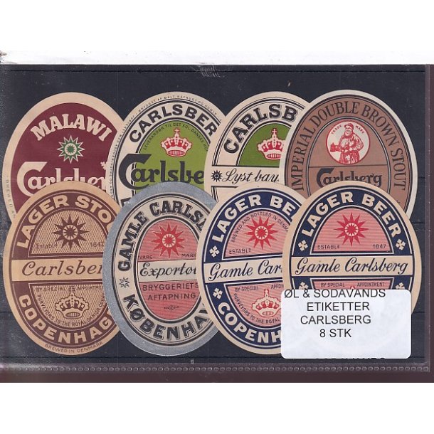 �l og Sodavands Etiketter - Carlsberg - 8 Stk.
