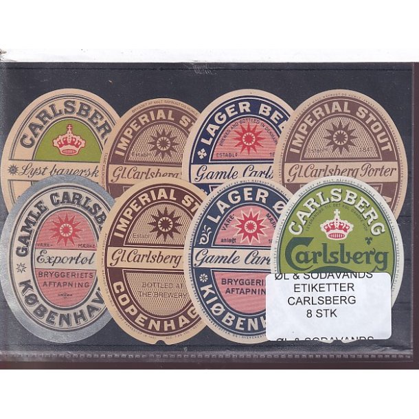 �l og Sodavands Etiketter - Carlsberg - 8 Stk.