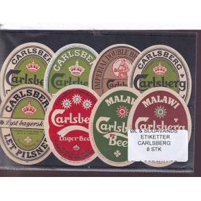 �l og Sodavands Etiketter - Carlsberg - 8 Stk.